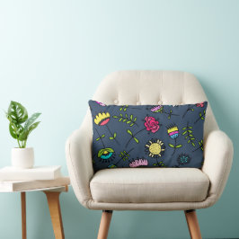 Cojín Lumbar Diseño de Arte de Patrón Floral Caprichoso