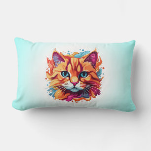 Cojín Lumbar Diseño de arte digital con cara de gato lindo-8600