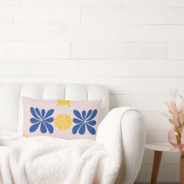 COJÍN LUMBAR DISEÑO DE ARTE MODERNO AZUL Y AMARILLO ABSTRACTO