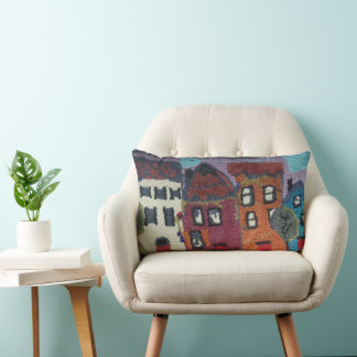 Cojín Lumbar diseño de barrio de puntada de aguja cojín/casas