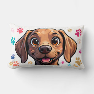 Cojín Lumbar Diseño de cachorro con acento de huella de pata De