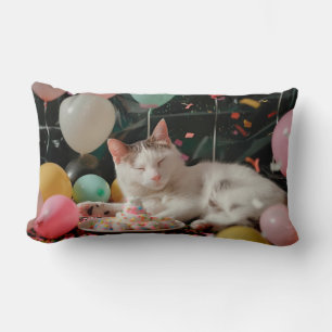 Cojín Lumbar Diseño de Celebración de Cumpleaños de Gato Adorab
