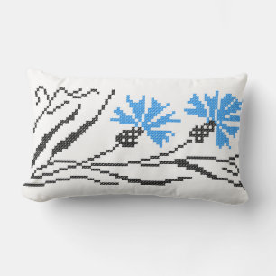 Cojín Lumbar Diseño de costillas de flor azul