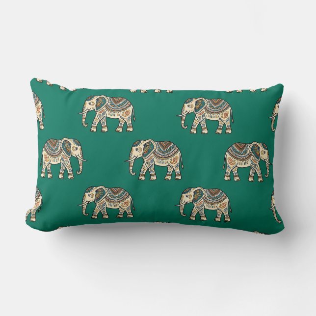 Cojín Lumbar Diseño de elefante verde lumbar (Anverso)
