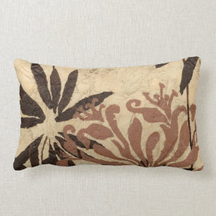 Cojín Lumbar Diseño de esténcil floral con hojas de Tawny