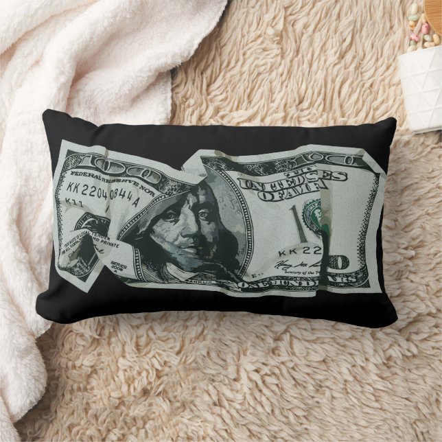 Cojín Lumbar Diseño de facturas de $100 en ruinas (Manta)