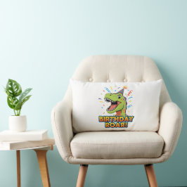Cojín Lumbar Diseño de fiesta de cumpleaños de dinosaurio rugie