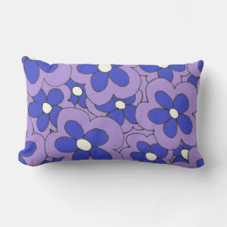 Cojín Lumbar Diseño de flor azul y morado dibujado a mano