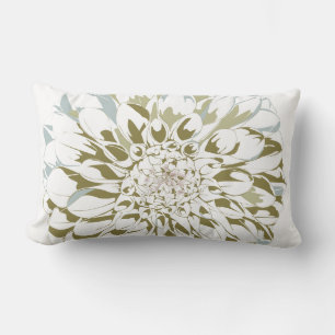 Cojín Lumbar Diseño de Flor de Dahlia Blanca
