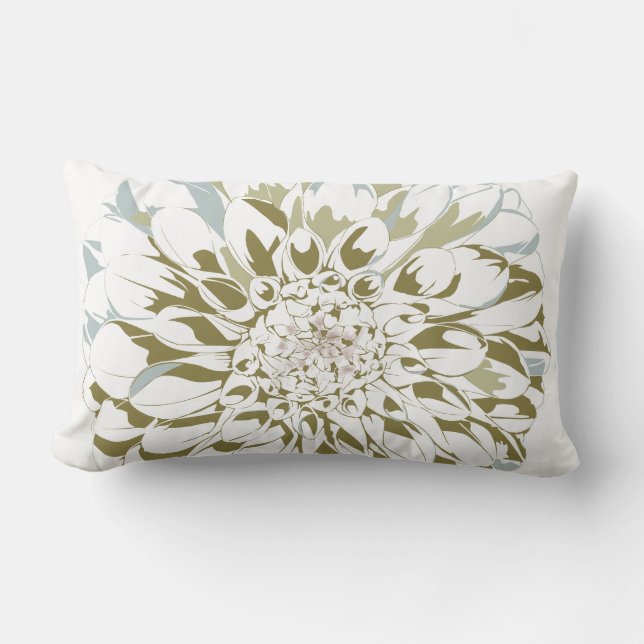 Cojín Lumbar Diseño de Flor de Dahlia Blanca (Anverso)