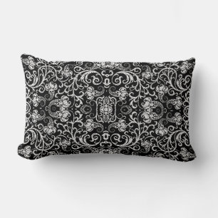 Cojín Lumbar Diseño de flores dálmata negro lindo