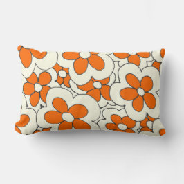 Cojín Lumbar Diseño de flores de crema y Naranja dibujado a man