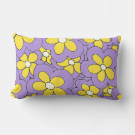 Cojín Lumbar Diseño de flores moradas y amarillas dibujadas a m