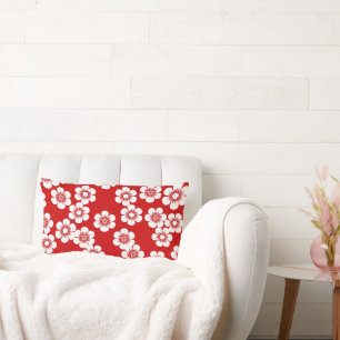 Cojín Lumbar Diseño de impresión floral en rojo y blanco