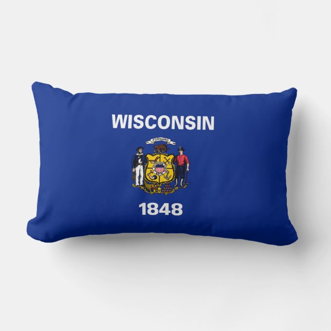 Cojín Lumbar Diseño de la bandera del estado de Wisconsin (Anverso)