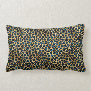 Cojín Lumbar Diseño de la serie Leopardo azul y dorado 4