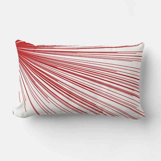 Cojín Lumbar Diseño de líneas abstractas de estilo rojo y blanc (Anverso)