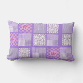 Cojín Lumbar Diseño de parches rosa y púrpura