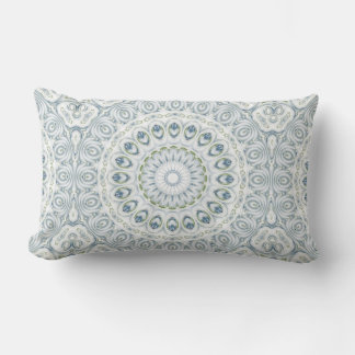 Cojín Lumbar Diseño de Patrón de Mandala Azul y Verde Sereno