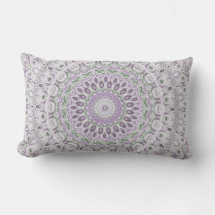 Cojín Lumbar Diseño de Patrón de Mandala Lavanda y Verde