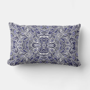 Cojín Lumbar Diseño de patrones de paisaje blanco y azul