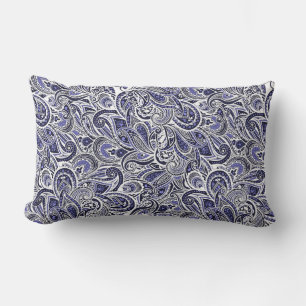 Cojín Lumbar Diseño de patrones de paisaje blanco y azul