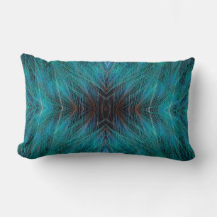 Cojín Lumbar Diseño de pluma fractal de ave del paraíso