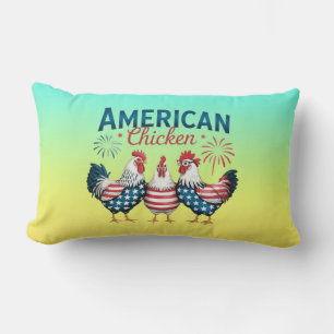 Cojín Lumbar Diseño de pollo americano patriótico del 4 de juli