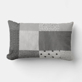 Cojín Lumbar diseño de tela vintage en blanco y negro