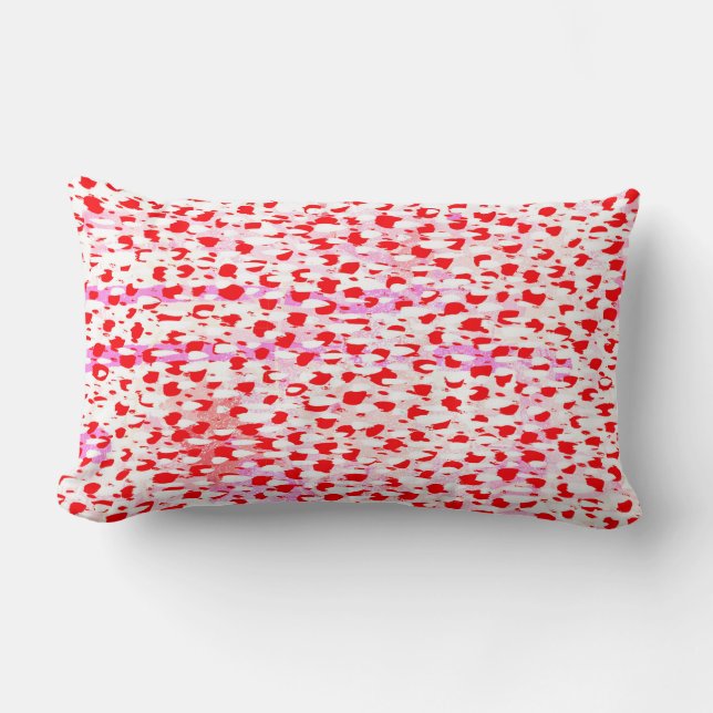 Cojín Lumbar diseño divertido de patrones pintados en rojo y bl (Anverso)