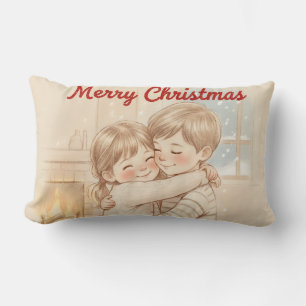 COJÍN LUMBAR DISEÑO FELIZ NAVIDAD DOS NIÑOS Y UN ABRAZO