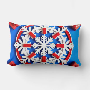 Cojín Lumbar Diseño Festivo de Copo de Nieve de Navidad