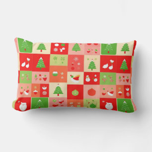 Cojín Lumbar Diseño festivo de Navidad con iconos de vacaciones