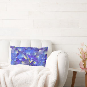Cojín Lumbar Diseño floral de gloria de la mañana azul celestia