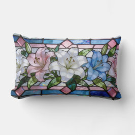 Cojín Lumbar Diseño floral de lirio de vidrio emplomado elegant