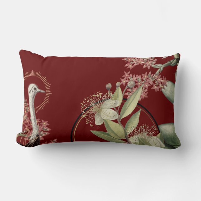 Cojín Lumbar Diseño floral elegante de Borgoña (Anverso)