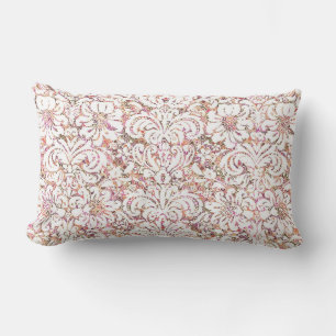 Cojín Lumbar Diseño floral vintage blanco rosa lindo