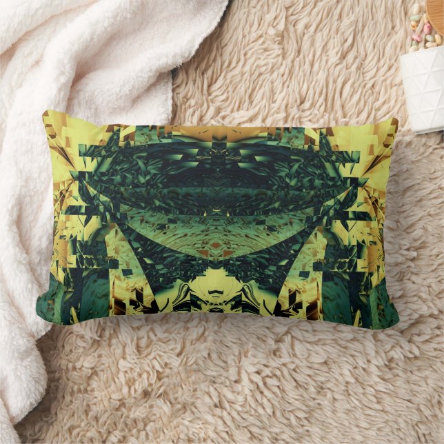 Cojín Lumbar Diseño intrincado amarillo, verde natural, marrón (Manta)