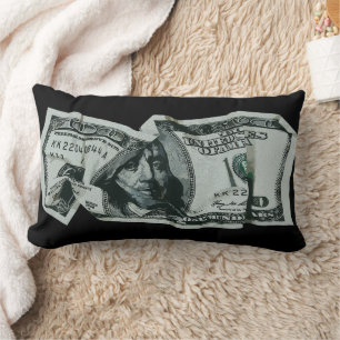 Cojín Lumbar Diseño moderno de billete de $100 arrugado