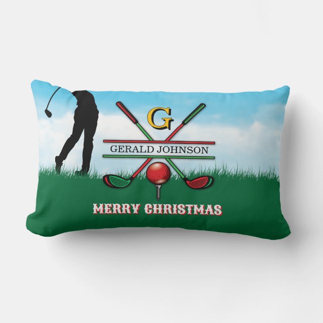 Cojín Lumbar Diseño monograma de Navidades personalizados Golfe (Anverso)