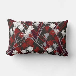 Cojín Lumbar Diseño negro gris y rojo floral