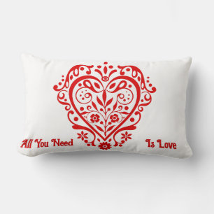 Cojín Lumbar Diseño personalizado de Red Fancy Heart