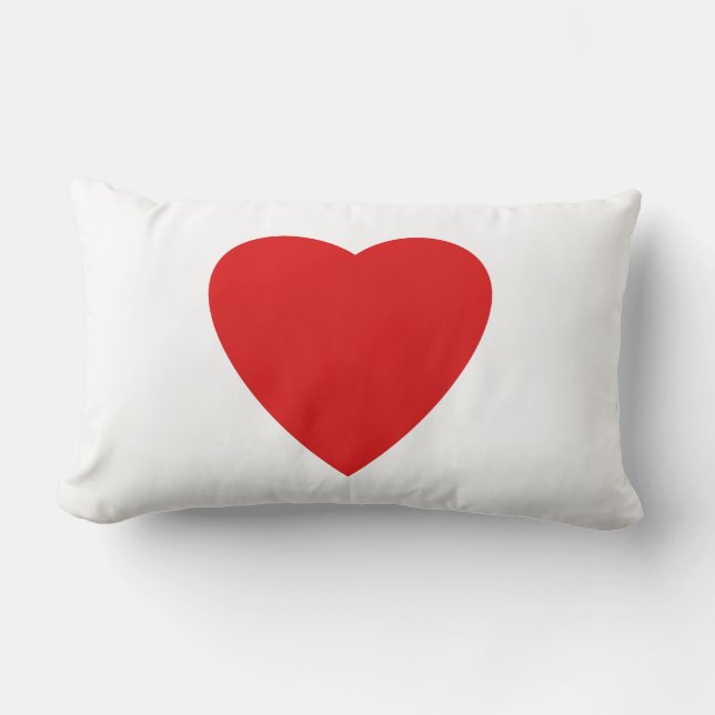 Cojín Lumbar Diseño rojo y blanco del corazón del amor (Anverso)