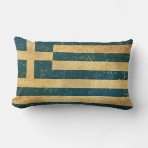 Cojín Lumbar Diseño vintage grunge de la bandera de Grecia