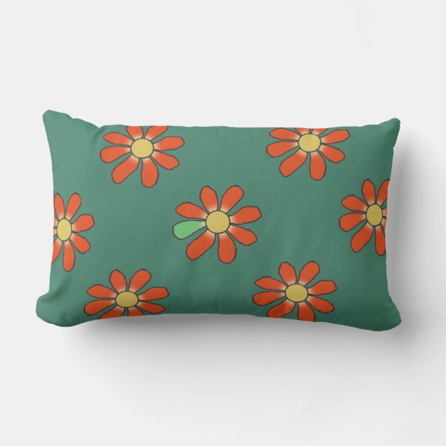 Cojín Lumbar Diversidad floral roja (Anverso)