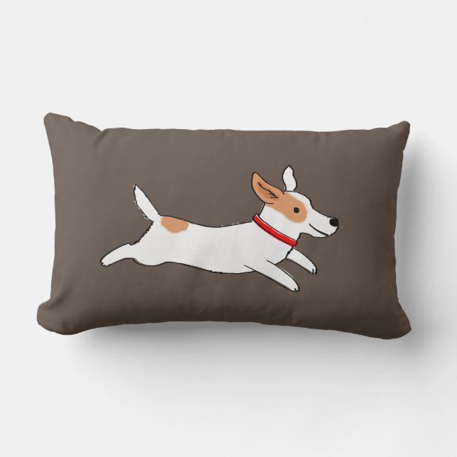 Cojín Lumbar Divertido Jack Russell Terrier Cartog Dog Running (Anverso)