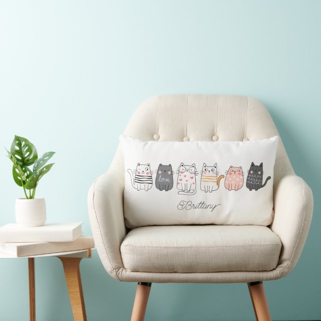 Cojín Lumbar Divertido lindo gatos locos nombre mujer gato (Silla)