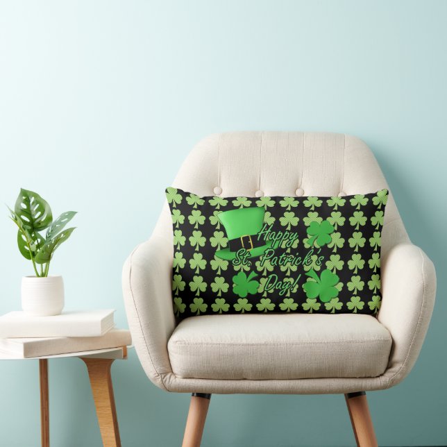 Cojín Lumbar Diviértete con sombrero verde de Shamrocks Patrick (Silla)