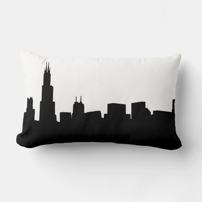 Cojín Lumbar DIY BG Chicago Skyline Silhouette (Anverso)