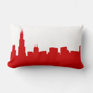 Cojín Lumbar DIY BG Silueta del horizonte de Chicago Rojo